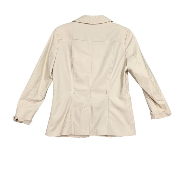 H&M Blazer Jacket Size 12 Beige Button Closure Tan Twill Heavyweight No Belt - Picture 3 of 9